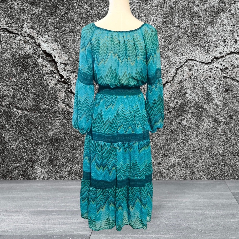 Anthropologie Fig and Flowers Bohemian Midi Dress in Blue/Green Medium - Picture 3 of 8